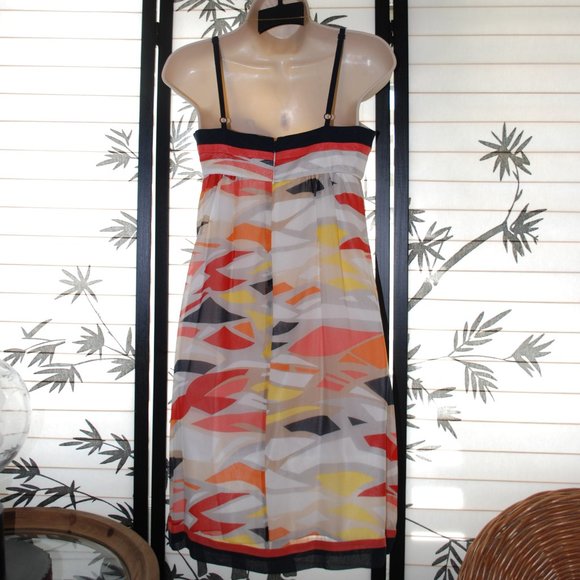 BCBGMaxazria Cascade Silk Scarf Mini Dress Size 2 Poppy Combo Sweetheart - Picture 6 of 11